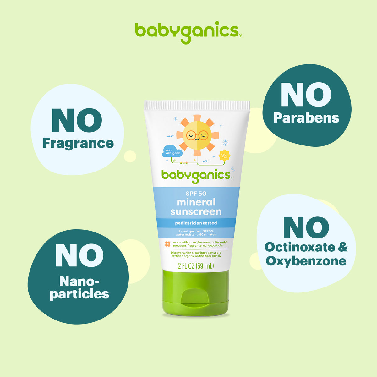 mineral sunscreen lotion spf 50+, 59ml - babyganics singapore