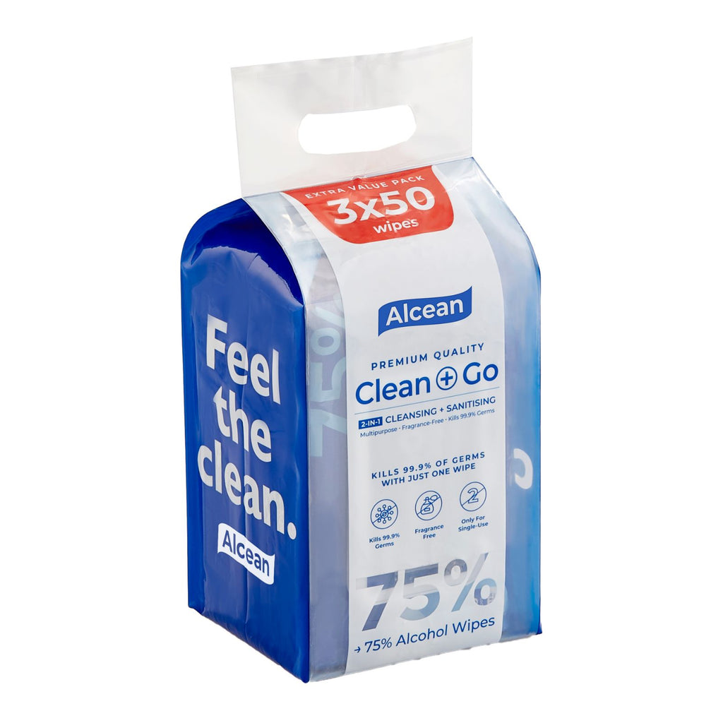 Alcean 75% Alcohol Disinfectant Wipes 50s- Bundle of 3