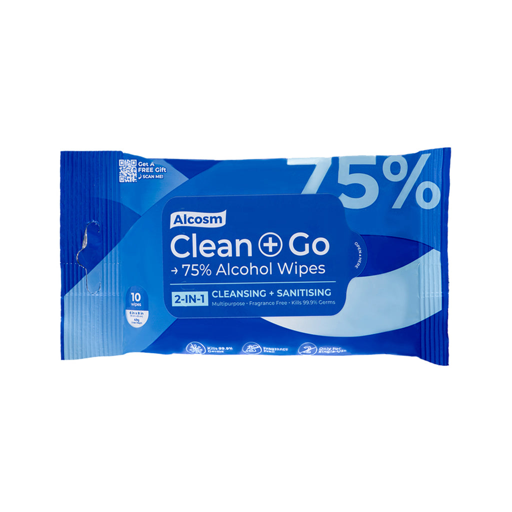 Alcosm 75% Alcohol Disinfectant Wipes 10s